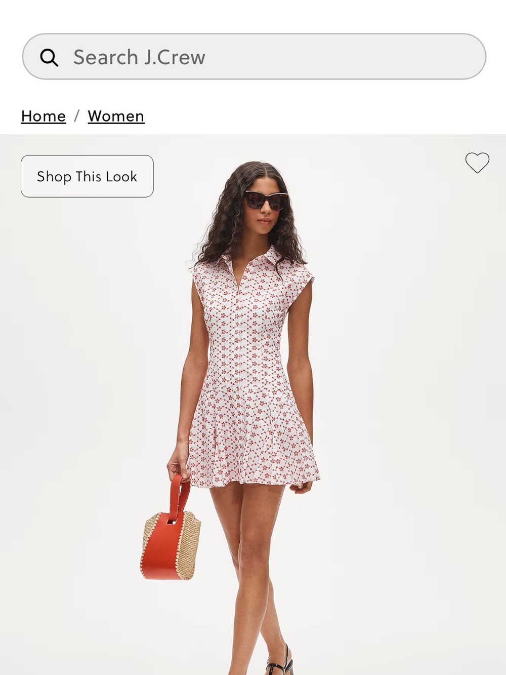 J. Crew White Mini Dress with Red Floral Print